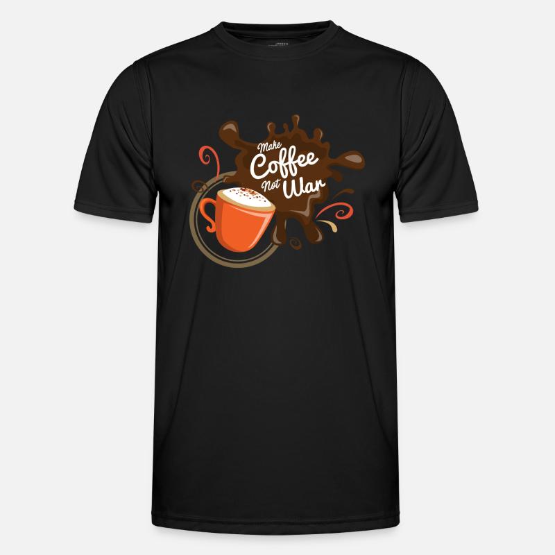 Make Coffee Not War - Männer Funktions-T-Shirt - Schwarz