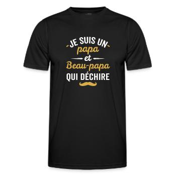 je suis un papa et beau-papa qui déchire - T-shirt sport Homme - noir - Devant - AI Model Male 178 dark (178cm)