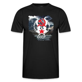 Russia,Soviet Union,Russia Coat of Arms,Mountains Shirt - Men's Functional T-Shirt - black - Front - AI Model Male 178 dark (178cm)