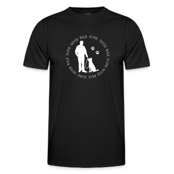 Dog saying walk alone never walk alone - Men's Functional T-Shirt - black - Front - AI Model Male 178 dark (178cm)