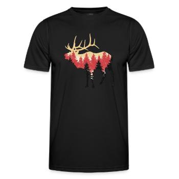 Orignal, cerf, élan, forêt, animal, forêt, animaux - T-shirt sport Homme - noir - Devant - AI Model Male 178 dark (178cm)