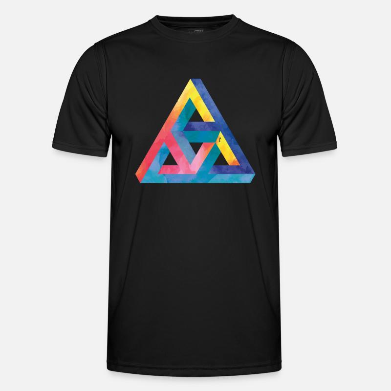Optical illusion triangle Escher - Men's Functional T-Shirt - black