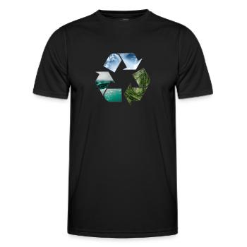 Recycle Earth - Men's Functional T-Shirt - black - Front - AI Model Male 178 dark (178cm)