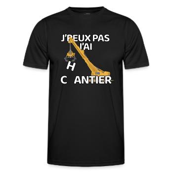 J’peux pas j’ai chantier - T-shirt sport Homme - noir - Devant - AI Model Male 178 dark (178cm)