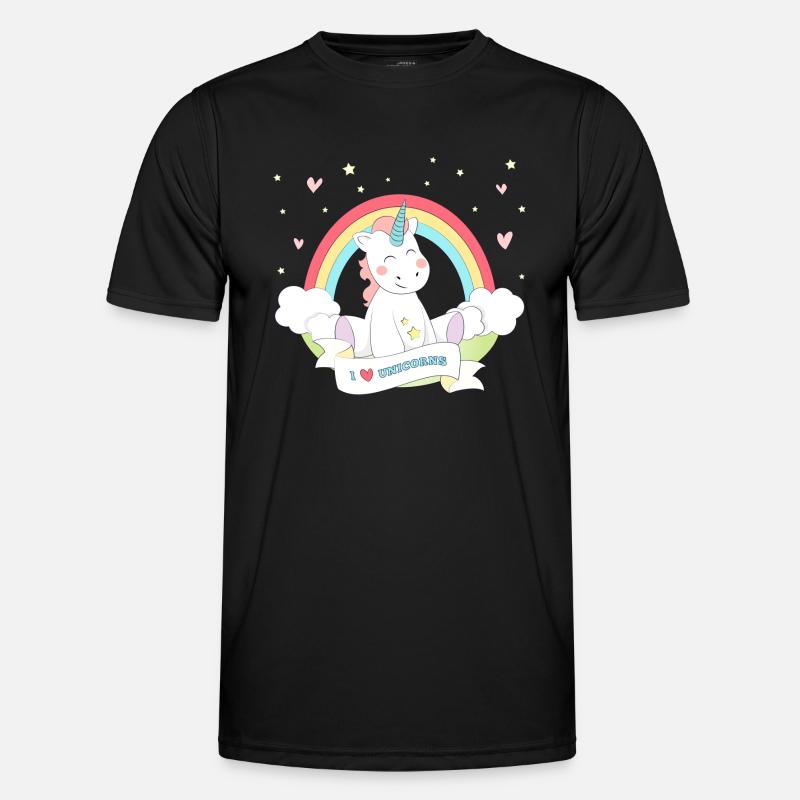 Ich liebe Einhörner - Männer Funktions-T-Shirt - Schwarz