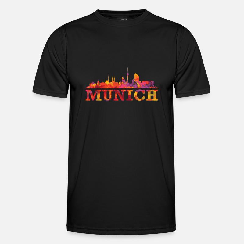 Münchner Skyline Impression Souvenir-Geschenkidee - Männer Funktions-T-Shirt - Schwarz