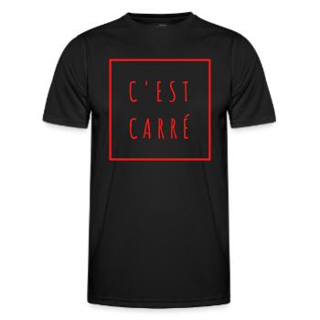 C'est carré - carré rouge - T-shirt sport Homme - noir - Devant - AI Model Male 178 dark (178cm)