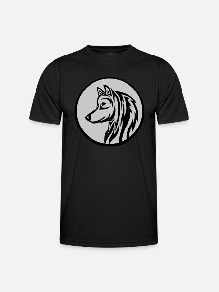 Round Wolf Tattoo - Men's Functional T-Shirt - black