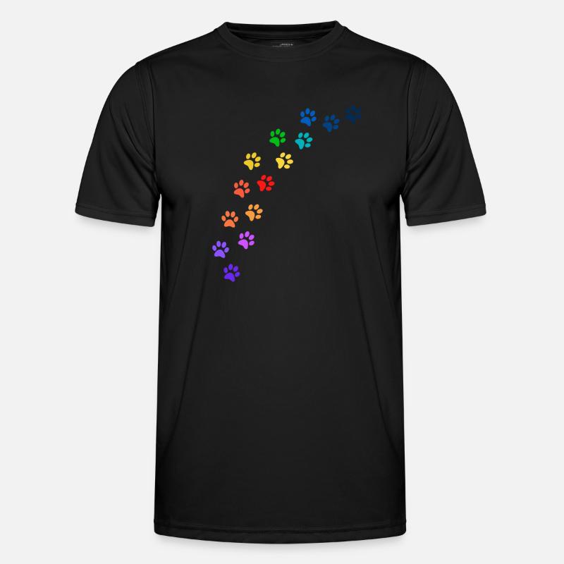 Bunte Tatzen von Hunden oder Katzen | Regenbogen Männer Funktions-T-Shirt