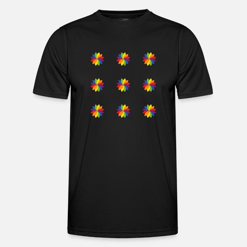Helles Regenbogenblumenmuster Männer Funktions-T-Shirt