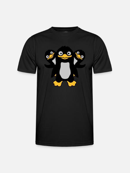 3 funny penguin friends - Men's Functional T-Shirt - black