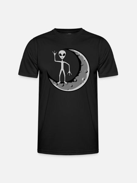 Moon Alien waves standing - Men's Functional T-Shirt - black