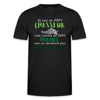 Je suis un papy chasseur comme un papy normal - T-shirt sport Homme - noir - Devant - AI Model Male 178 dark (178cm)