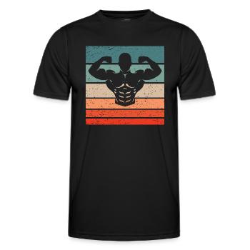Bodybuilding Double Biceps Retro Style Vintage - Männer Funktions-T-Shirt - Schwarz - Vorne - AI Model Male 178 dark (178cm)
