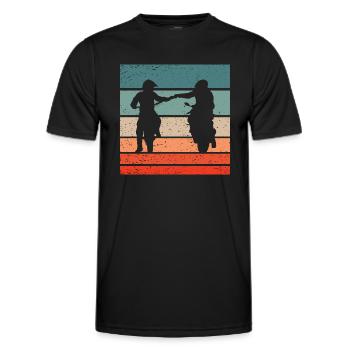 Motorradfahrer Faustgruß Retro Style Vintage - Männer Funktions-T-Shirt - Schwarz - Vorne - AI Model Male 178 dark (178cm)