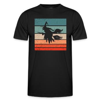 Witch's broom Helloween Retro Style Vintage - Men's Functional T-Shirt - black - Front - AI Model Male 178 dark (178cm)