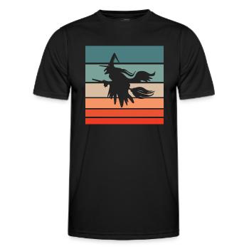 Witch's broom Helloween Retro Style Vintage - Men's Functional T-Shirt - black - Front - AI Model Male 178 dark (178cm)
