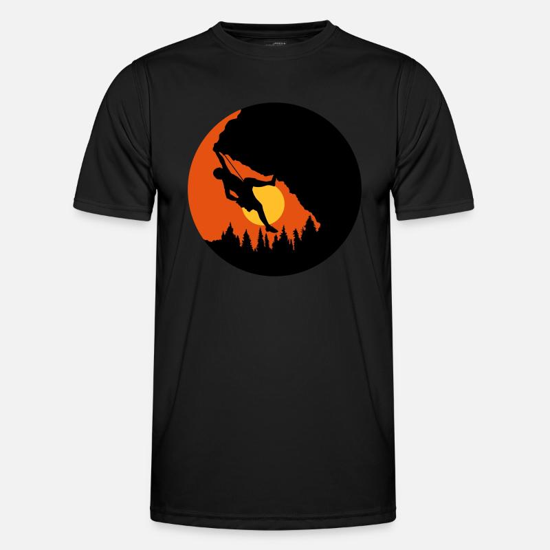 Sonne Abends Klettern Silhouette - Männer Funktions-T-Shirt - Schwarz