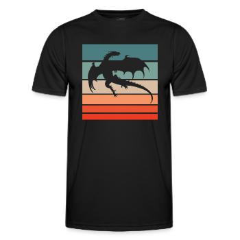 Drache Retro Style Vintage - Männer Funktions-T-Shirt - Schwarz - Vorne - AI Model Male 178 dark (178cm)