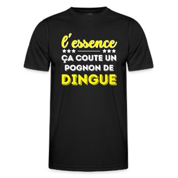 L'essence ça coute un pognon de dingue - T-shirt sport Homme - noir - Devant - AI Model Male 178 dark (178cm)