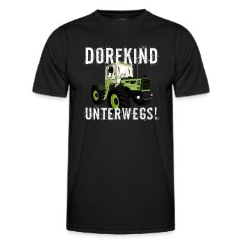 Dorfkind unterwegs - Unimog - MB Trac - Oldtimer - Männer Funktions-T-Shirt - Schwarz - Vorne - AI Model Male 178 dark (178cm)
