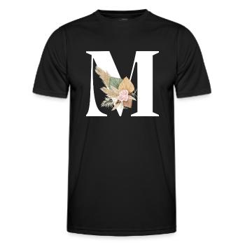 lettre M fleuris - T-shirt sport Homme - noir - Devant - AI Model Male 178 dark (178cm)
