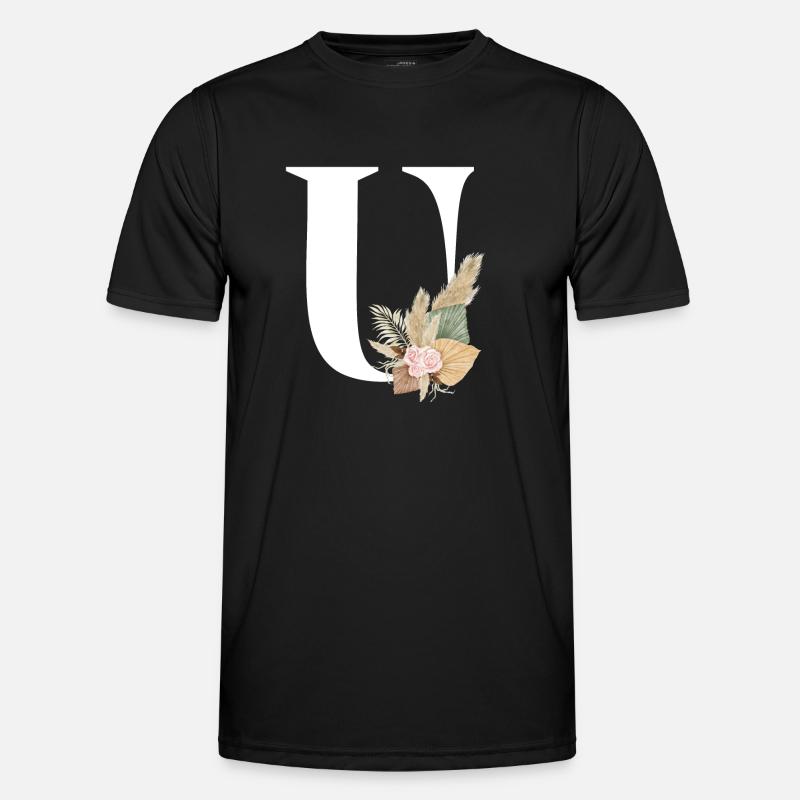 Buchstabe U geblümt - Männer Funktions-T-Shirt - Schwarz