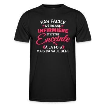 infirmière et enceinte / infirmière enceinte - T-shirt sport Homme - noir - Devant - AI Model Male 178 dark (178cm)