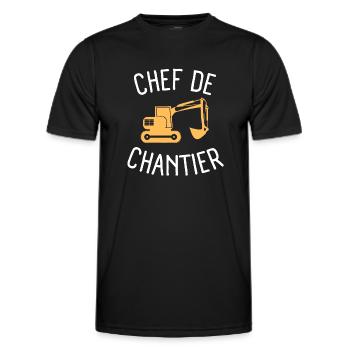Chef de chantier 1 - T-shirt sport Homme - noir - Devant - AI Model Male 178 dark (178cm)