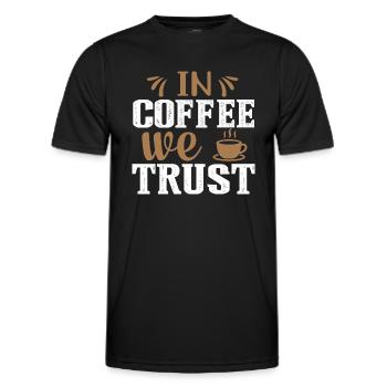 Dans le café, nous avons confiance - T-shirt sport Homme - noir - Devant - AI Model Male 178 dark (178cm)