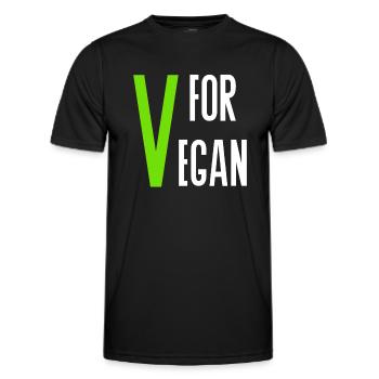 V for Vegan - T-shirt sport Homme - noir - Devant - AI Model Male 178 dark (178cm)