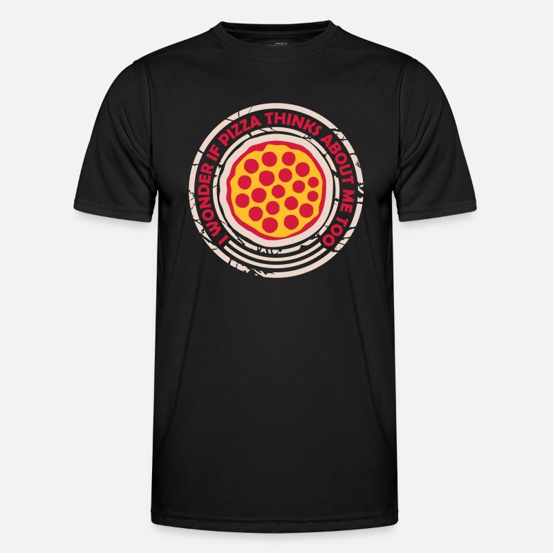 pizza thinks about me - Men's Functional T-Shirt - black
