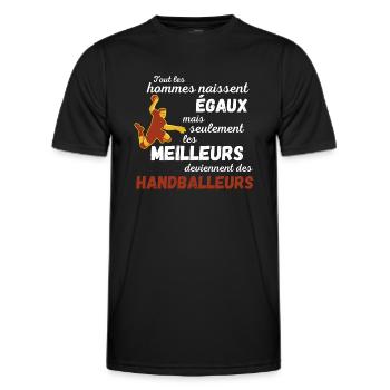 Vêtement humoristique sur le handball. - T-shirt sport Homme - noir - Devant - AI Model Male 178 dark (178cm)