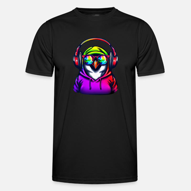 Pinguin mit Pullover und Sonnenbrille - Männer Funktions-T-Shirt - Schwarz