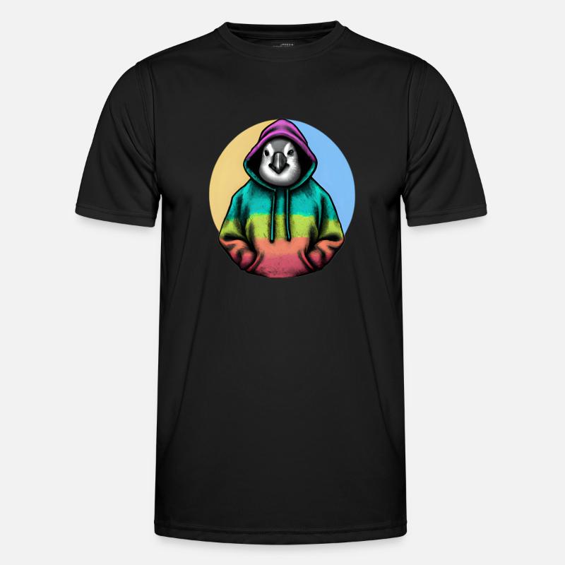 Klassiker Pinguin mit Pullover - Männer Funktions-T-Shirt - Schwarz