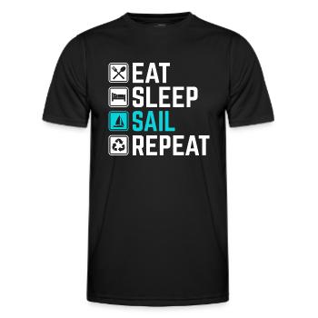 sailing sailing sailing boat - Men's Functional T-Shirt - black - Front - AI Model Male 178 dark (178cm)
