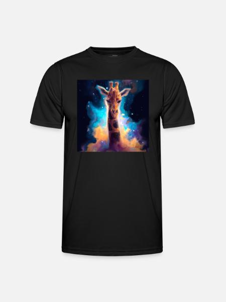 Giraffe Nebula - KI generierte Kunst - AI Art - Männer Funktions-T-Shirt - Schwarz