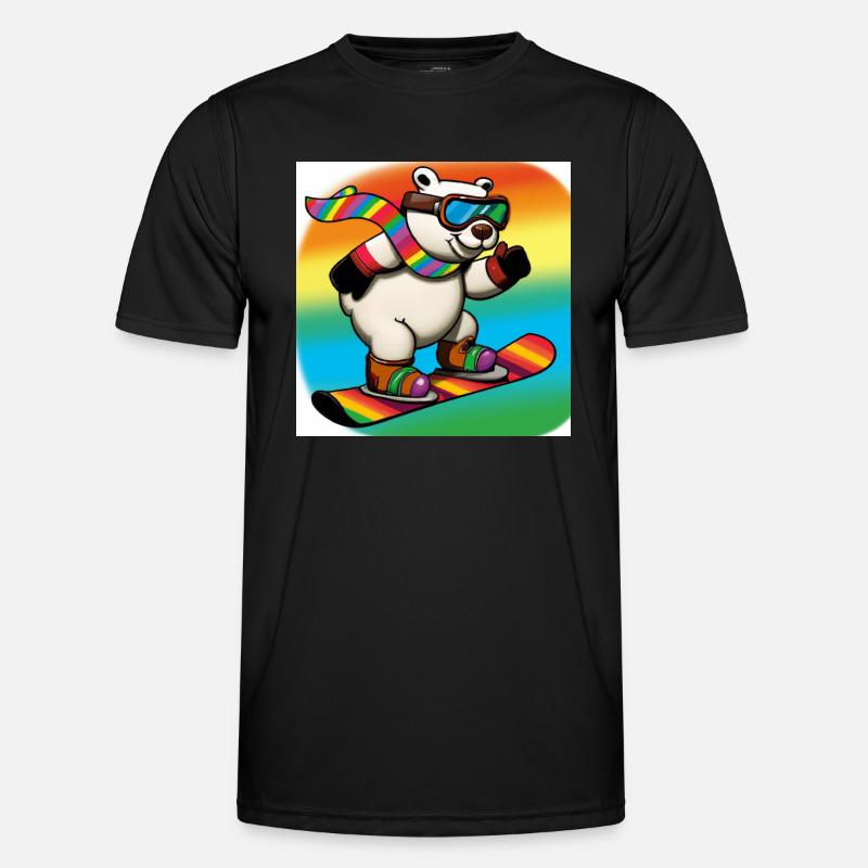 Cool Polar Bear Rides Snowboard V3 Gift - Men's Functional T-Shirt - black