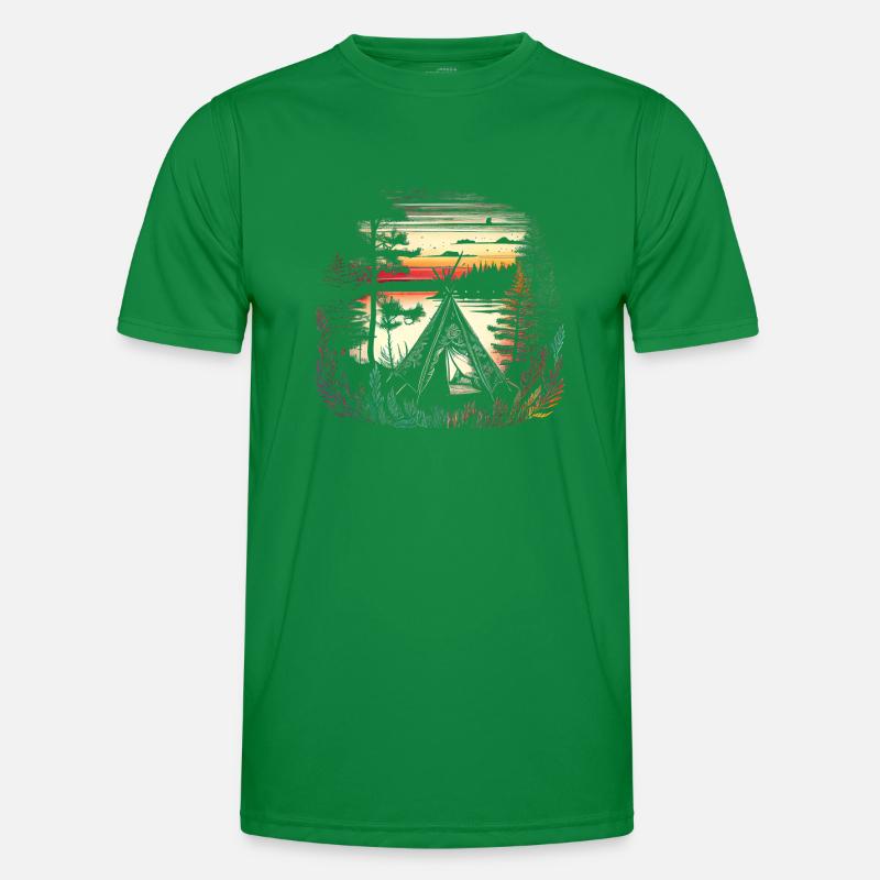 Paradies - Camping am See - Retro Artwork Männer Funktions-T-Shirt