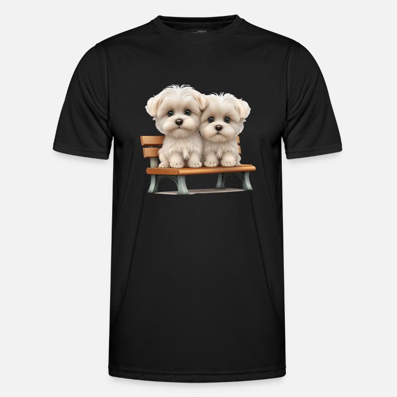 2 Maltese on bench gift - Men's Functional T-Shirt - black