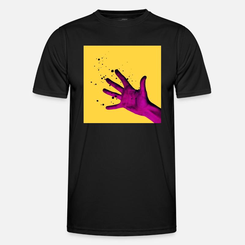 Main jaune T-shirt sport Homme