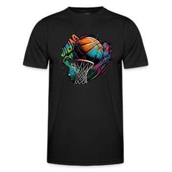 Graffiti de basket-ball coloré - T-shirt sport Homme - noir - Devant - AI Model Male 178 dark (178cm)
