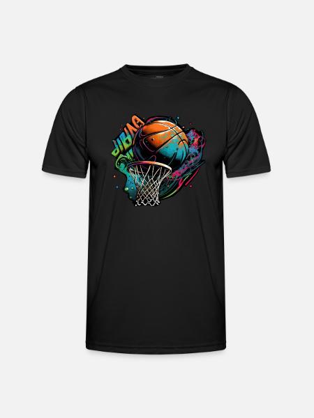 Buntes Basketball Graffiti - Männer Funktions-T-Shirt - Schwarz