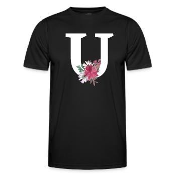 Floral letter - Men's Functional T-Shirt - black - Front - AI Model Male 178 dark (178cm)