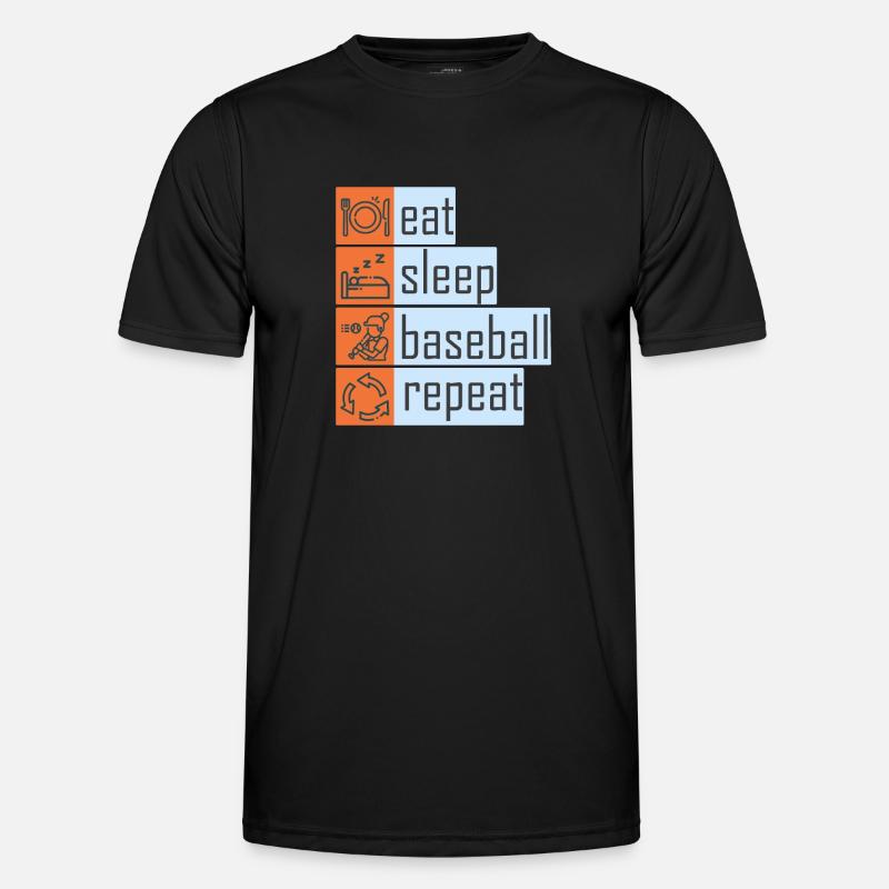 Eat Sleep Baseball Repeat - Männer Funktions-T-Shirt - Schwarz
