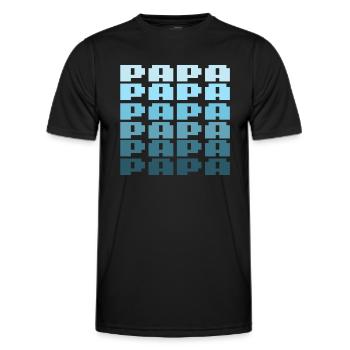 PAPA Retro Gaming 8bit Schriftzug - Männer Funktions-T-Shirt - Schwarz - Vorne - AI Model Male 178 dark (178cm)