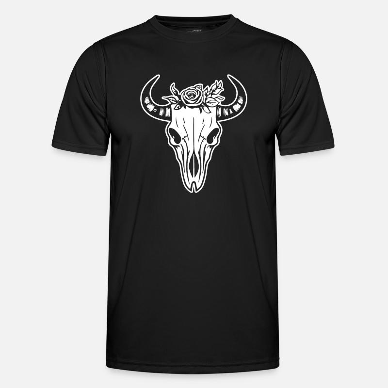 Kuh Schädel Boho - Männer Funktions-T-Shirt - Schwarz