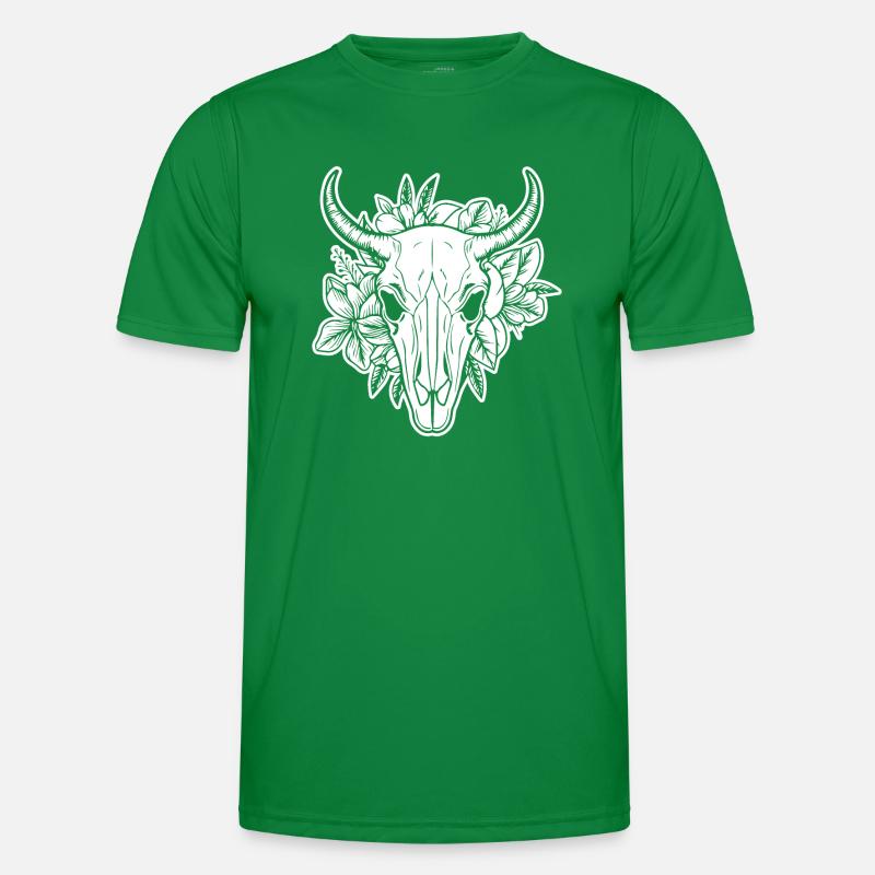 Kuh Schädel Boho Männer Funktions-T-Shirt