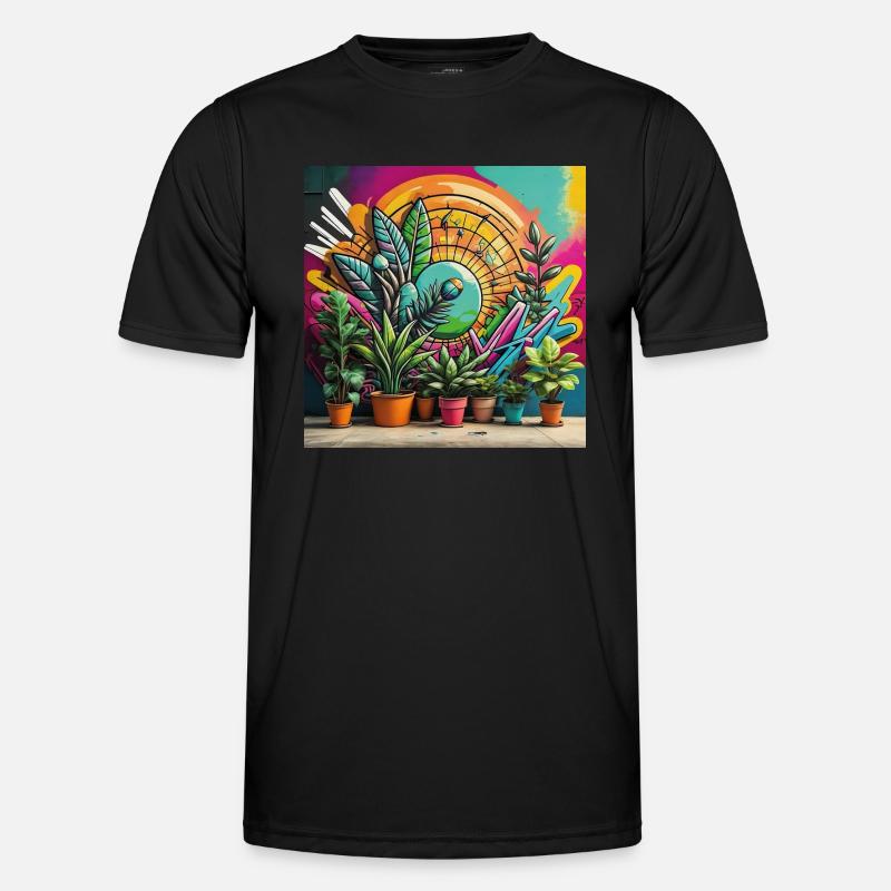 Plants 3D Grafitti - Männer Funktions-T-Shirt - Schwarz