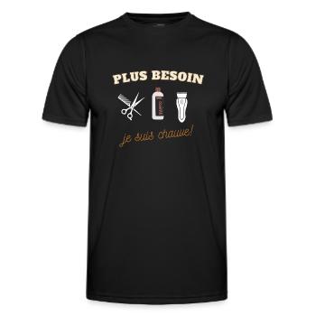 PLUS BESOIN ,JE SUIS CHAUVE - T-shirt sport Homme - noir - Devant - AI Model Male 178 dark (178cm)